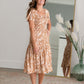 Smocked Bodice Midi Dress with Ruffle Detail Dresses Polagram