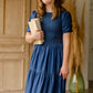 Smocked Bodice Puff Sleeve Tiered Denim Midi Dress Dresses Given Kale