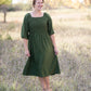 Smocked Bodice Square Neck Midi Dress Dresses Polygram Olive / S