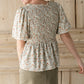 Smocked Bodice Top With Bubble Sleeves Shirt Polagram