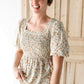 Smocked Bodice Top With Bubble Sleeves Shirt Polagram