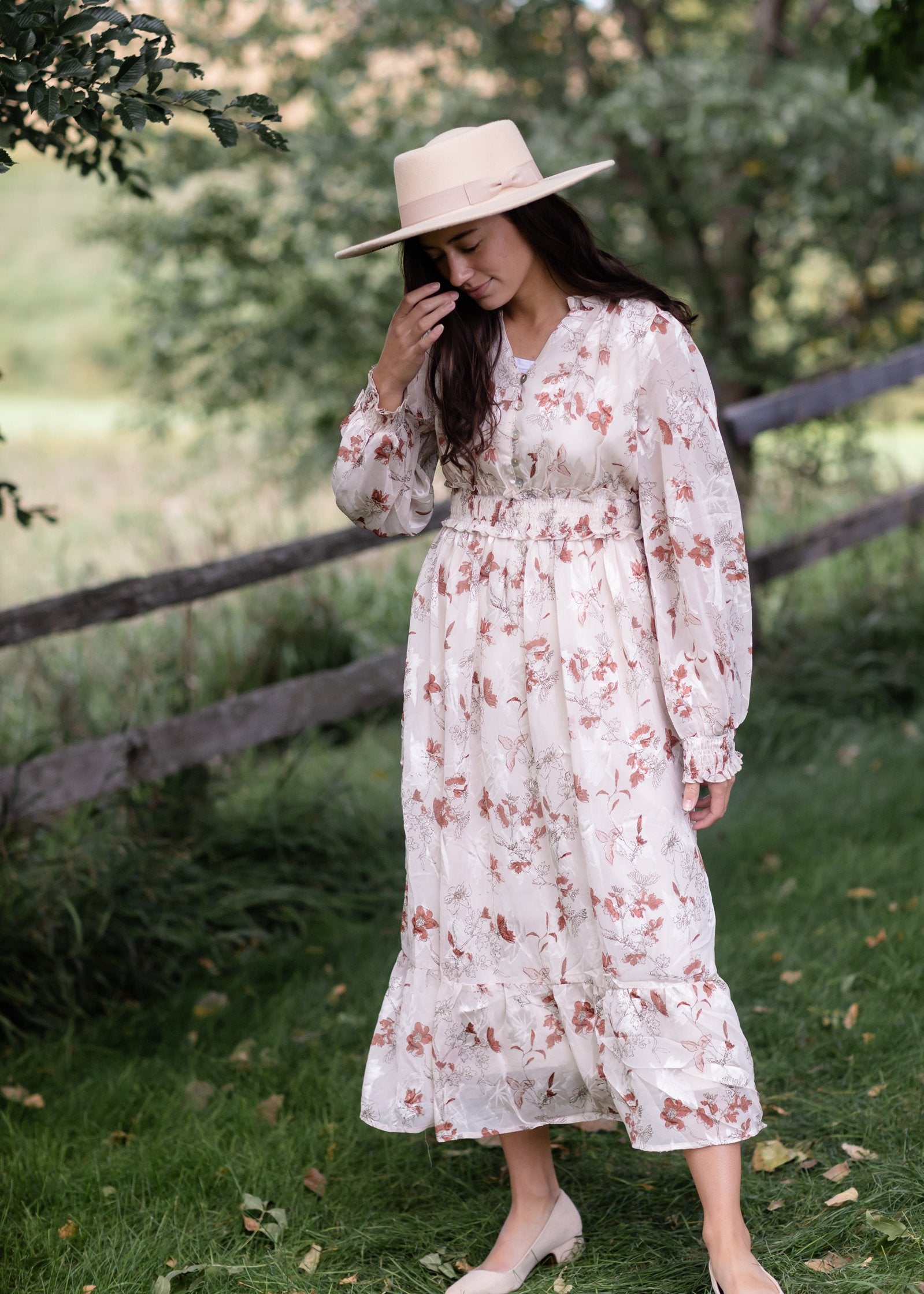 Smocked Detail V-Neck Floral Tiered Maxi Dress Dresses Polagram