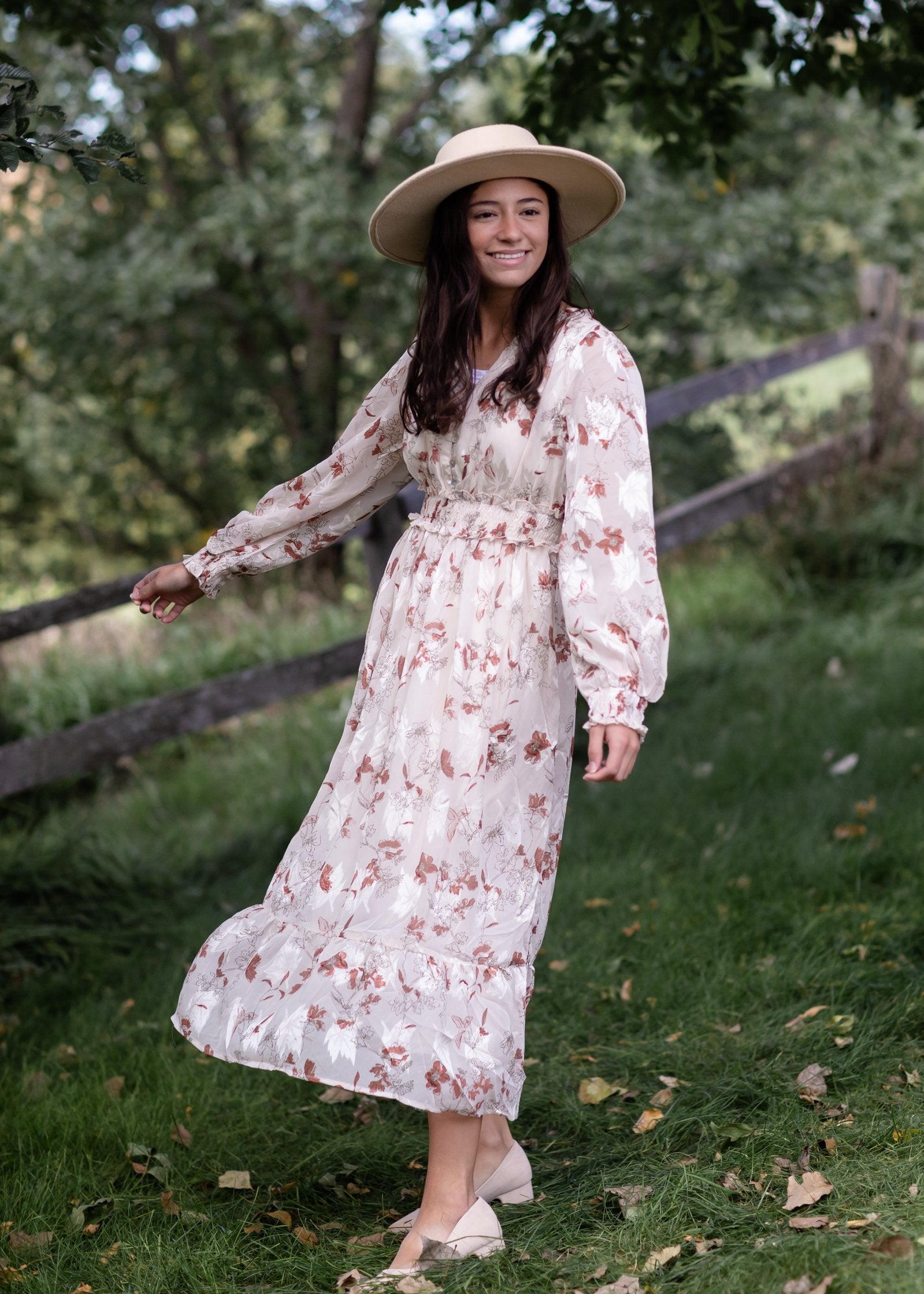 Smocked Detail V-Neck Floral Tiered Maxi Dress Dresses Polagram