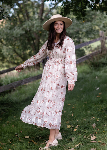 Smocked Detail V-Neck Floral Tiered Maxi Dress Dresses Polagram
