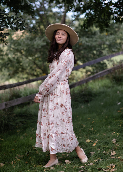 Smocked Detail V-Neck Floral Tiered Maxi Dress Dresses Polagram