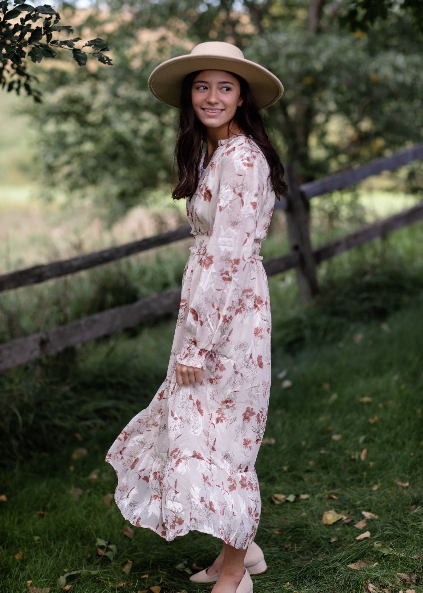 Smocked Detail V-Neck Floral Tiered Maxi Dress Dresses Polagram