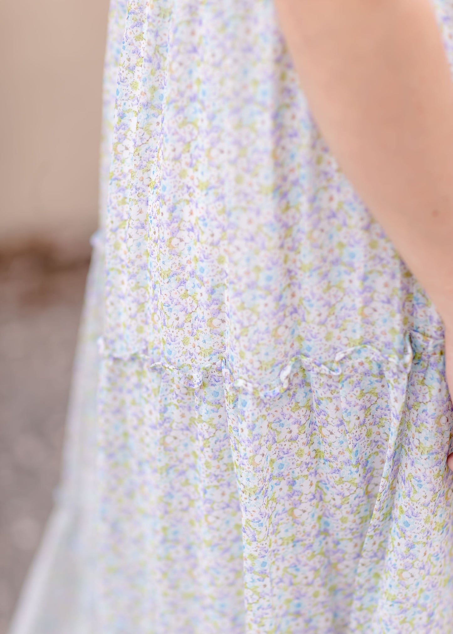 Smocked Floral Chiffon Midi Dress Dresses