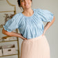 Smocked Short Sleeve Yoke Blouse Tops Polagram