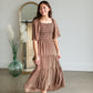 Smocked Square Neck Tiered Midi Dress Dresses Polagram