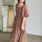 Smocked Square Neck Tiered Midi Dress Dresses Polagram