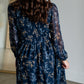 Smocked Top Navy Floral Long Sleeve Midi Dress Dresses Tea & Rose