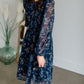 Smocked Top Navy Floral Long Sleeve Midi Dress Dresses Tea & Rose