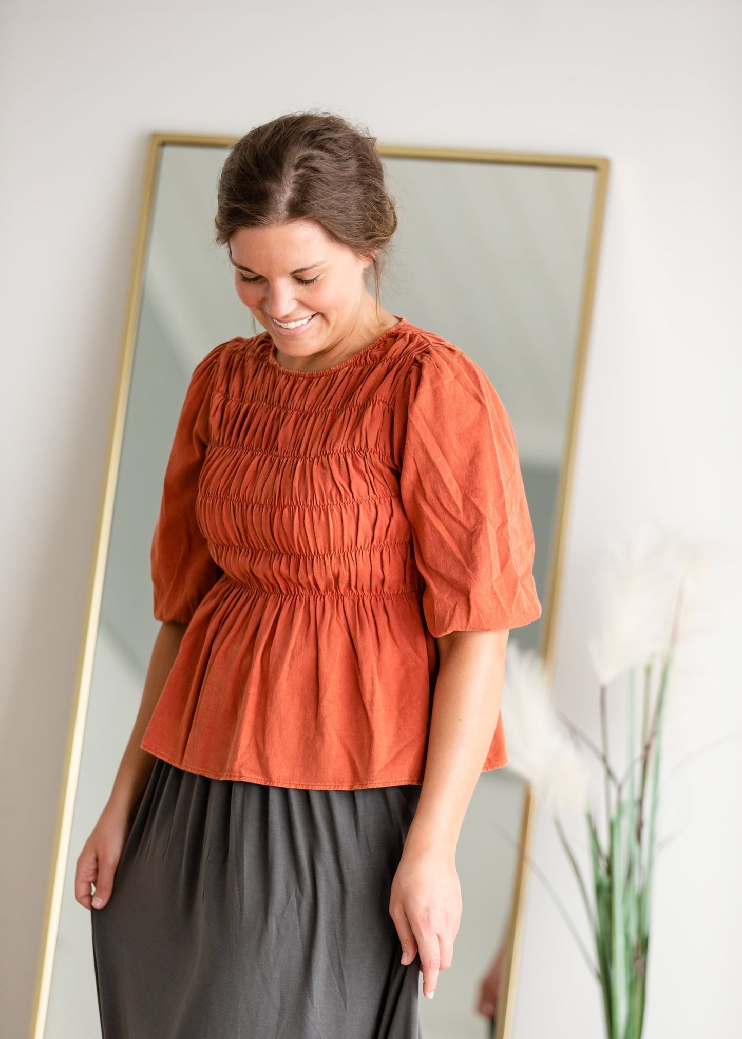 Smocked Top With Ruffle Detail - FINAL SALE Tops Polagram