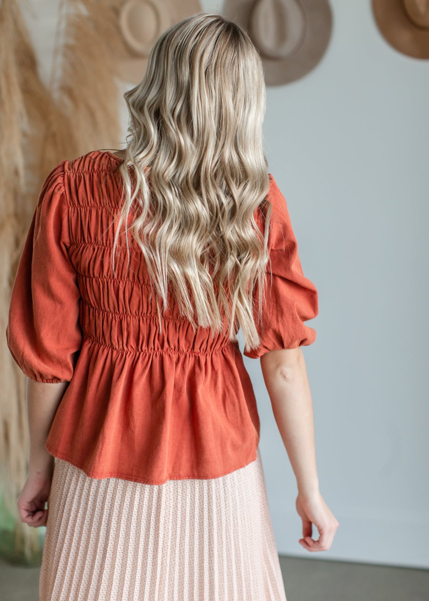 Smocked Top With Ruffle Detail Tops Polagram