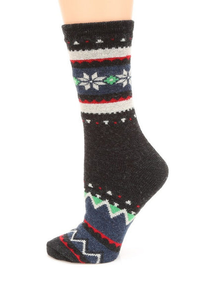 Snowflake Crew Length Socks Accessories MirMaru Black