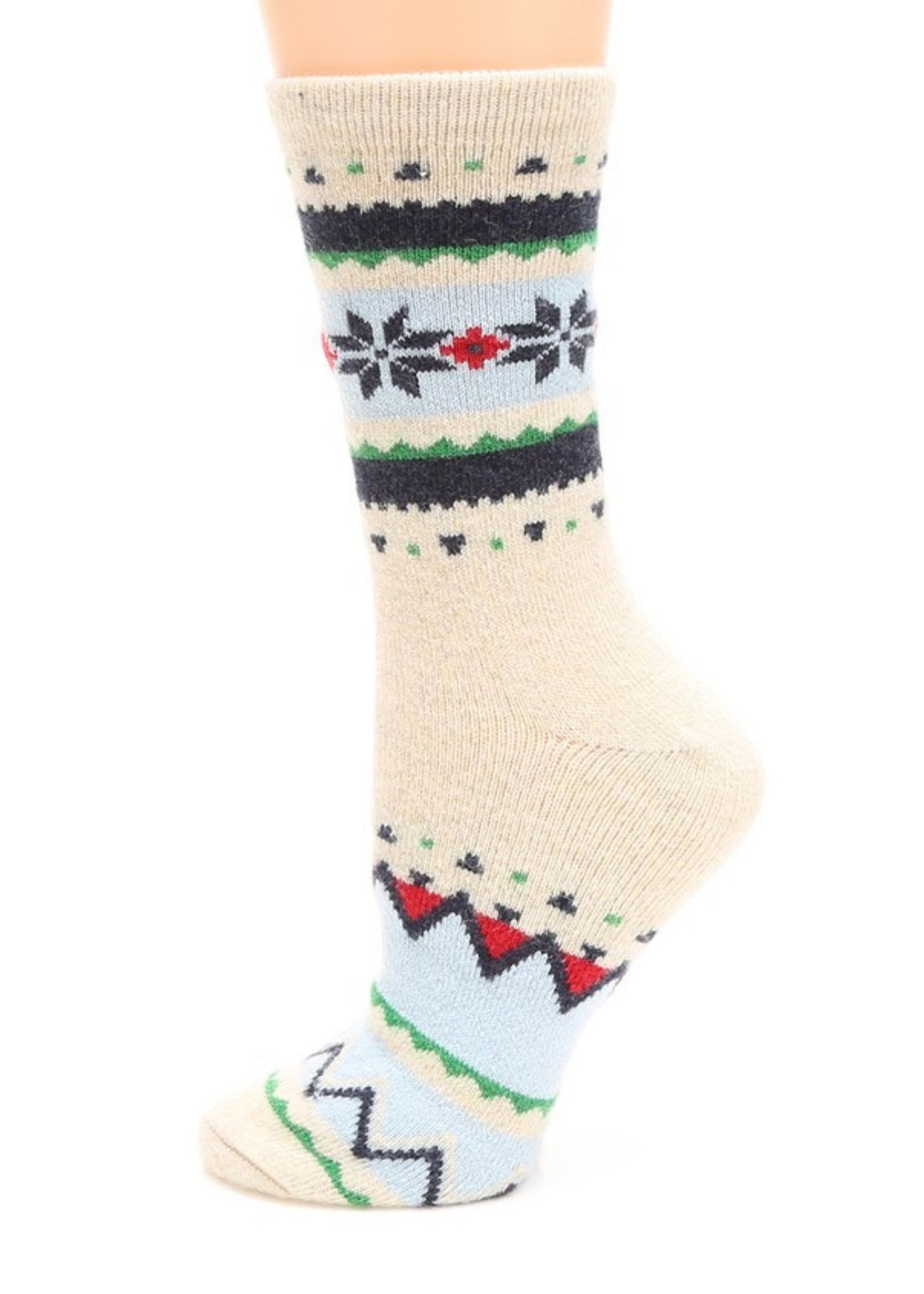 Snowflake Crew Length Socks Accessories MirMaru Ivory