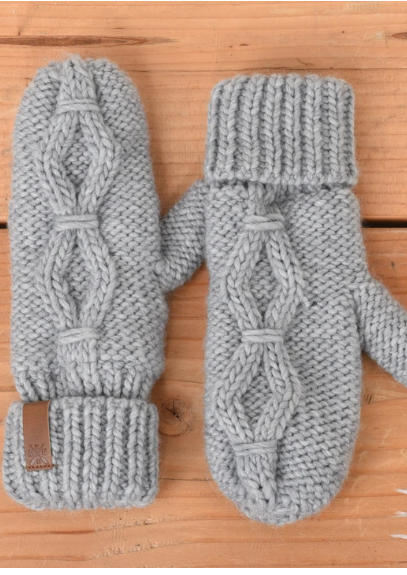Sota' Chunky Cable Knit Mittens Accessories Gray