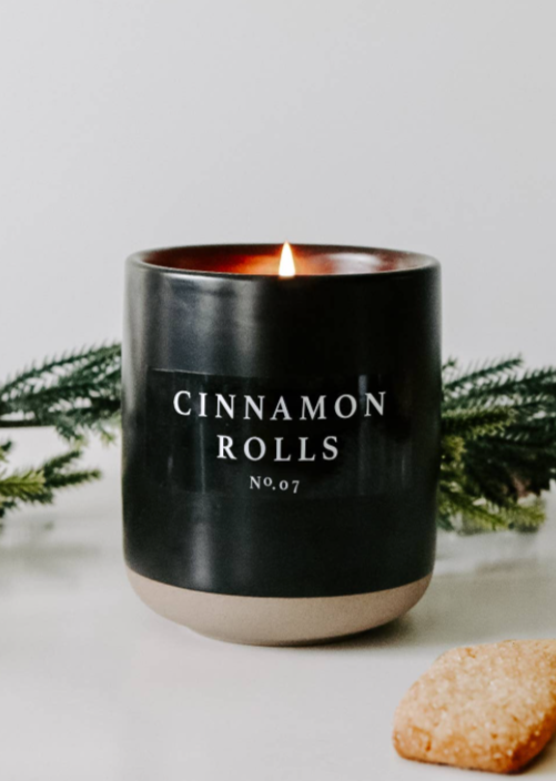 Soy Candle - Black Stoneware Gifts Cinnamon Rolls
