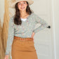 Split Neck Floral Print Knit Top Tops Staccato