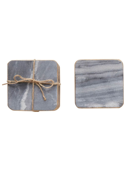 Square Marble & Acacia Wood Coasters Home & Lifestyle Creative Co-op