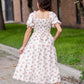Square Neck Tiered Maxi Dress With Bubble Sleeves Dresses