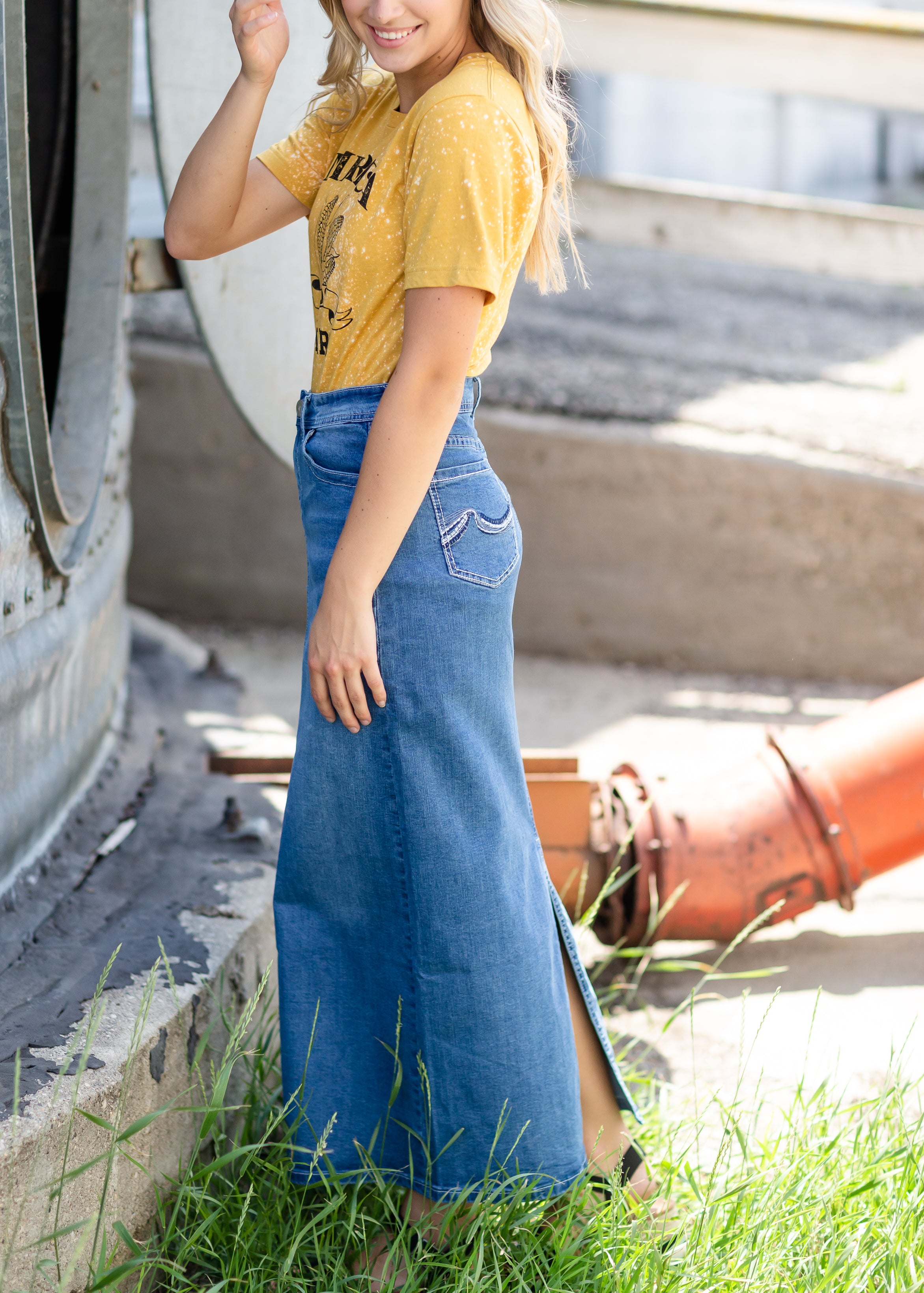 Stella Light Long Denim Skirt FINAL SALE Inherit Co