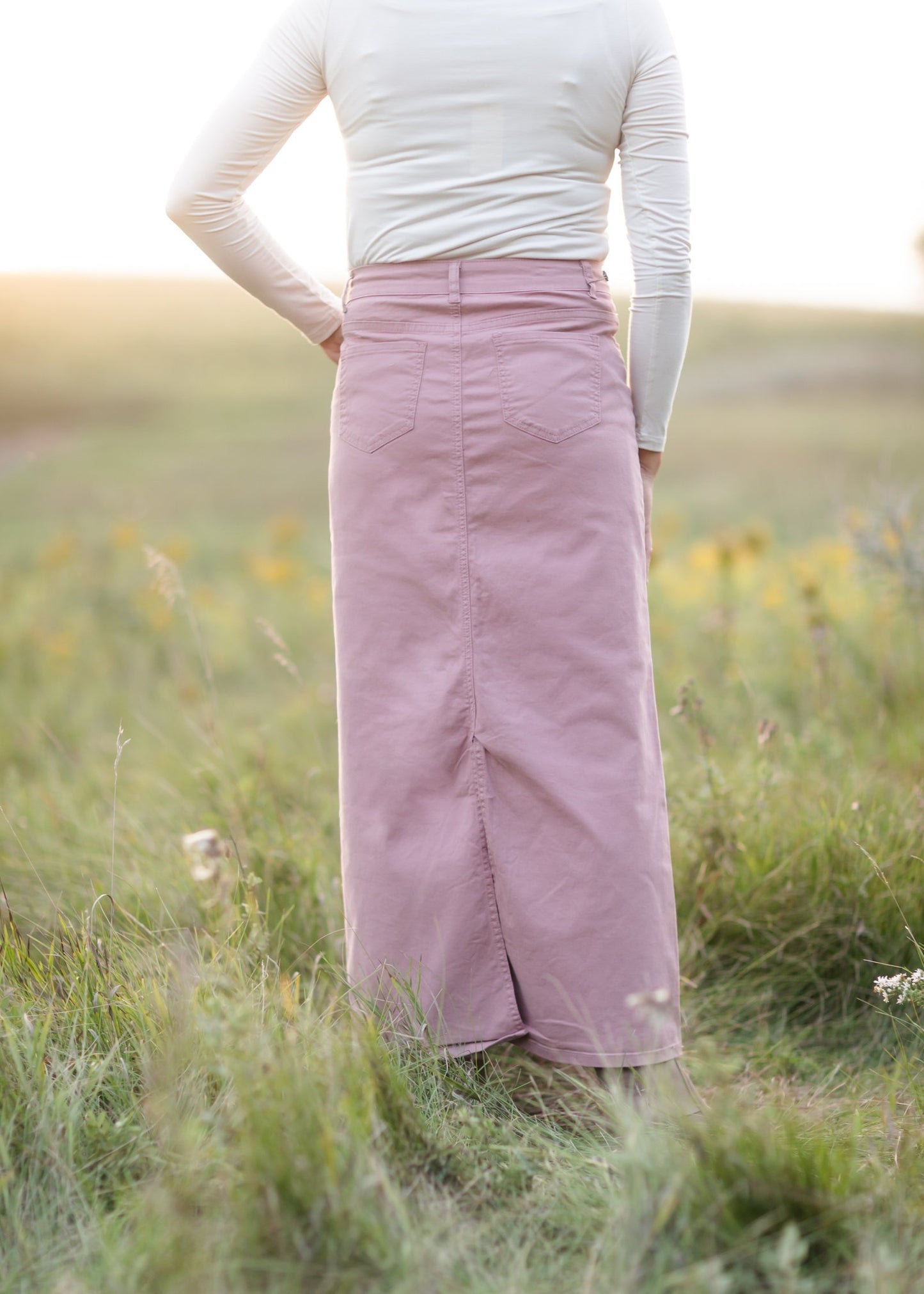 Stella Mauve Long Denim Maxi Skirt Skirts Inherit
