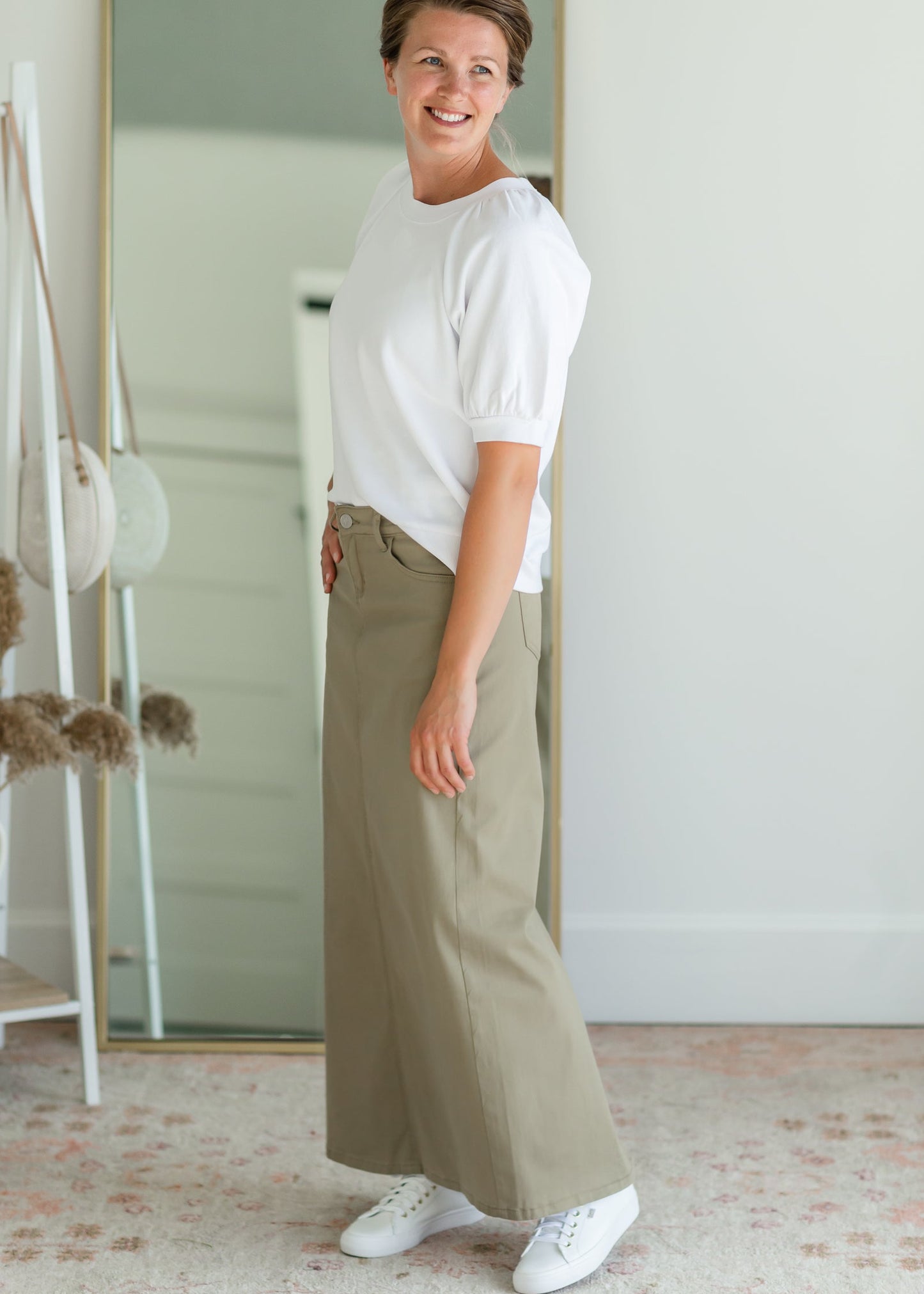 Stella Moss Olive Long Denim Maxi Skirt Inherit Co.