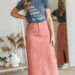 Stella Pink Clay Long Denim Maxi Skirt Skirts Inherit Co.
