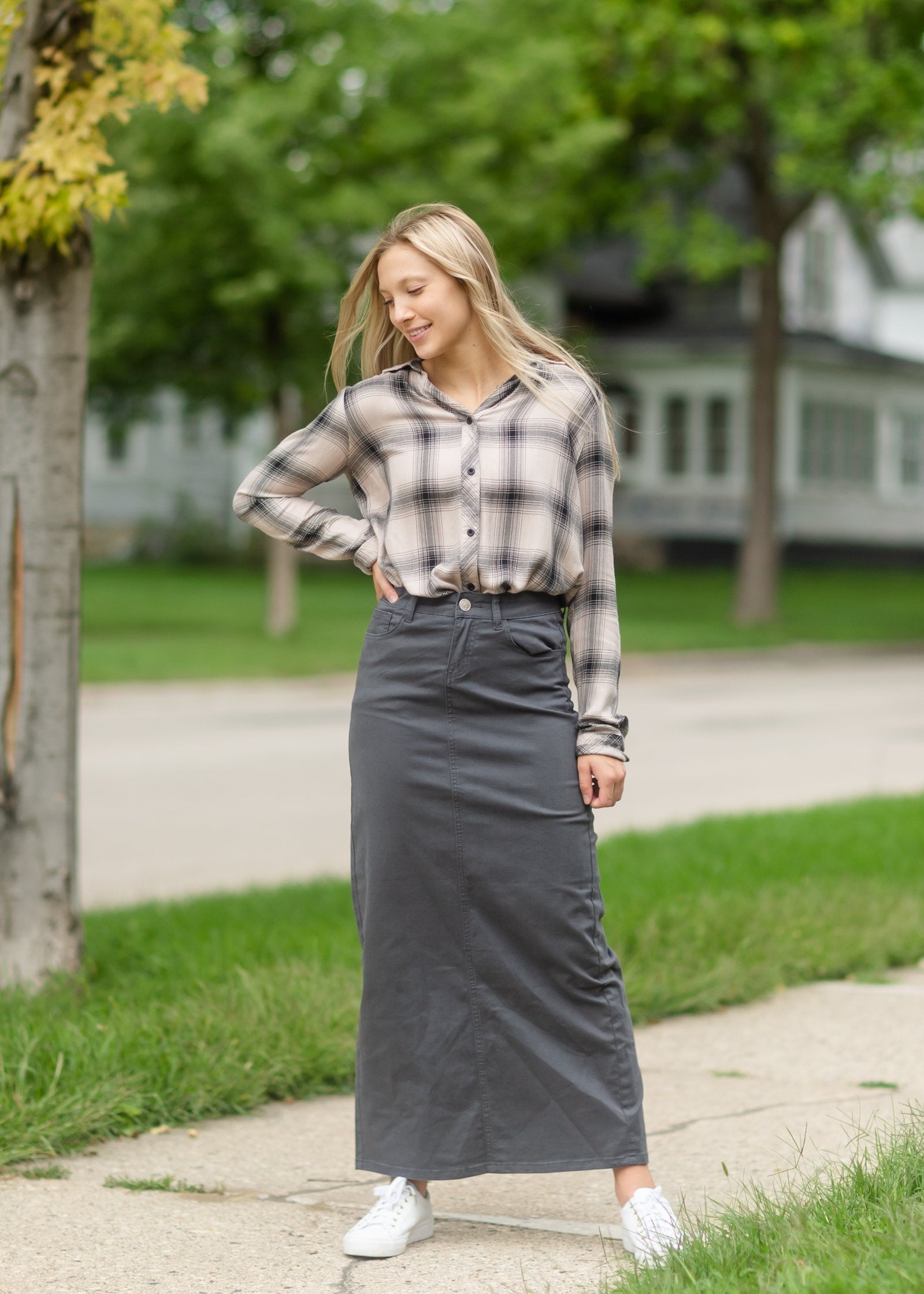 Stella Steel Long Denim Maxi Skirt Skirts Inherit