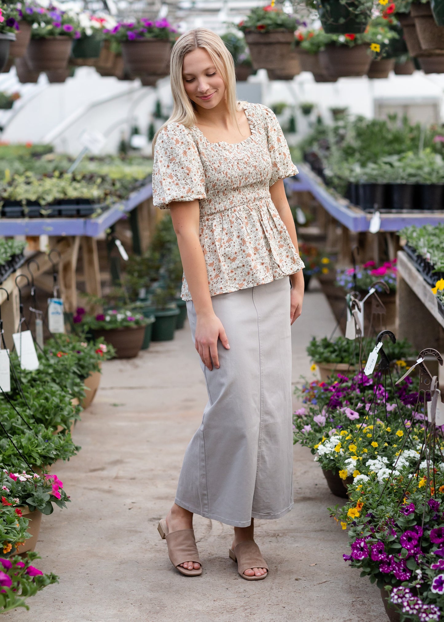 This Inherit original is classic + simple. The Stella Stone Gray Long Denim Maxi Skirt is a wardrobe staple, and one of our best sellers, we're so happy it is back! The moss olive long denim is accented by stitching and the pockets include a simple and elegant design. The straight and simple style is graced with a back slit below the knees for easy walking. No details were missed with this skirt!