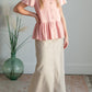 Stella Tawny Taupe Long Denim Maxi Skirt Sheer Dent Beauty