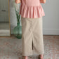 Stella Tawny Taupe Long Denim Maxi Skirt Sheer Dent Beauty