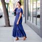Stonewash Blue Floral Maxi Dress Dresses Mikarose