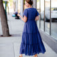 Stonewash Blue Floral Maxi Dress Dresses Mikarose