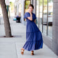 Stonewash Blue Floral Maxi Dress Dresses Mikarose