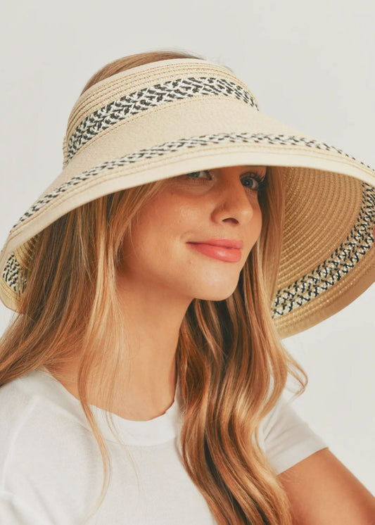 Straw Two Pattern Roll Up Sun Visor Accessories