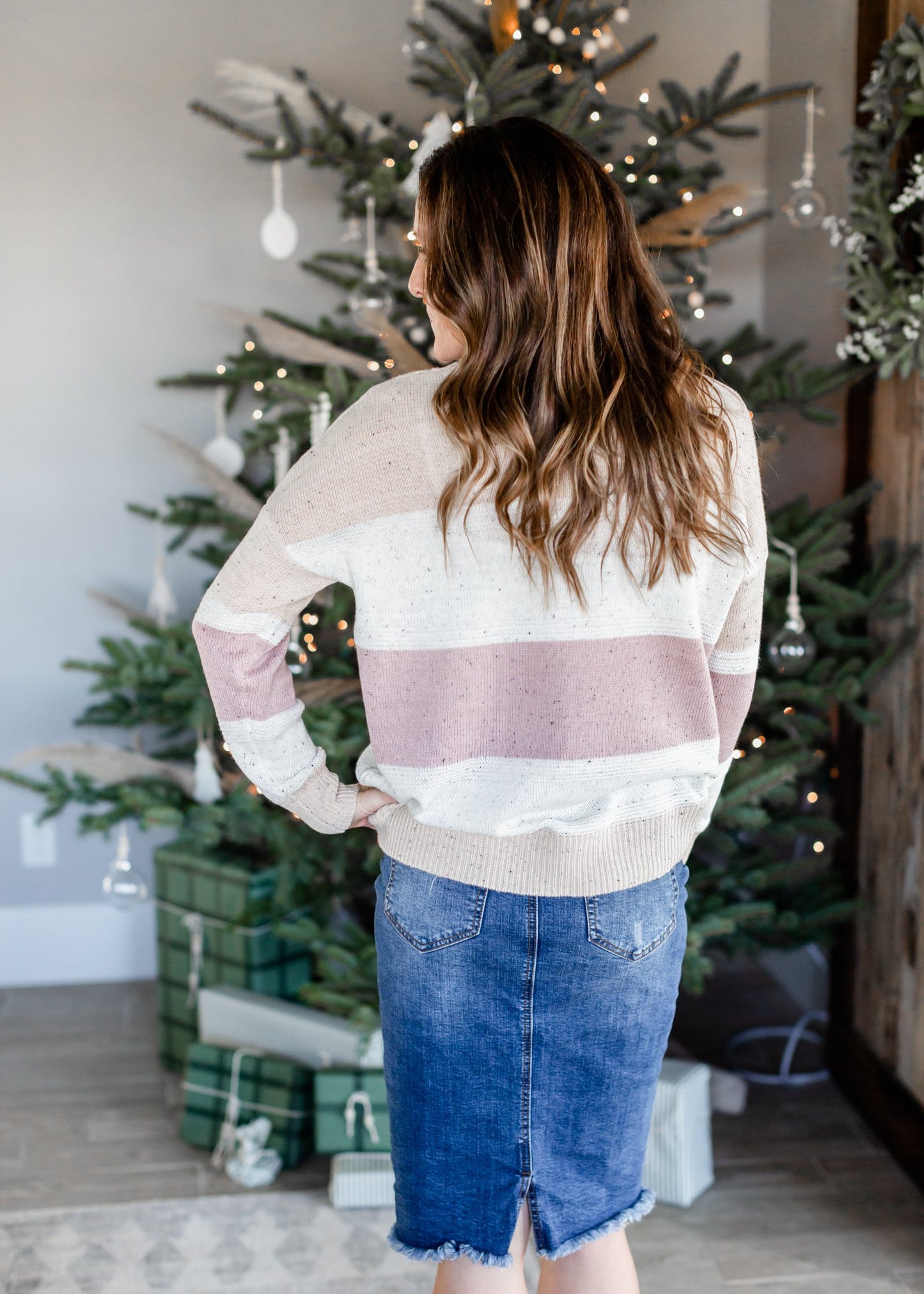 Striped Colorblock Speckled Sweater Tops Staccato