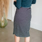 Striped Drawstring Waist Knit Midi Skirt Skirts Polagram