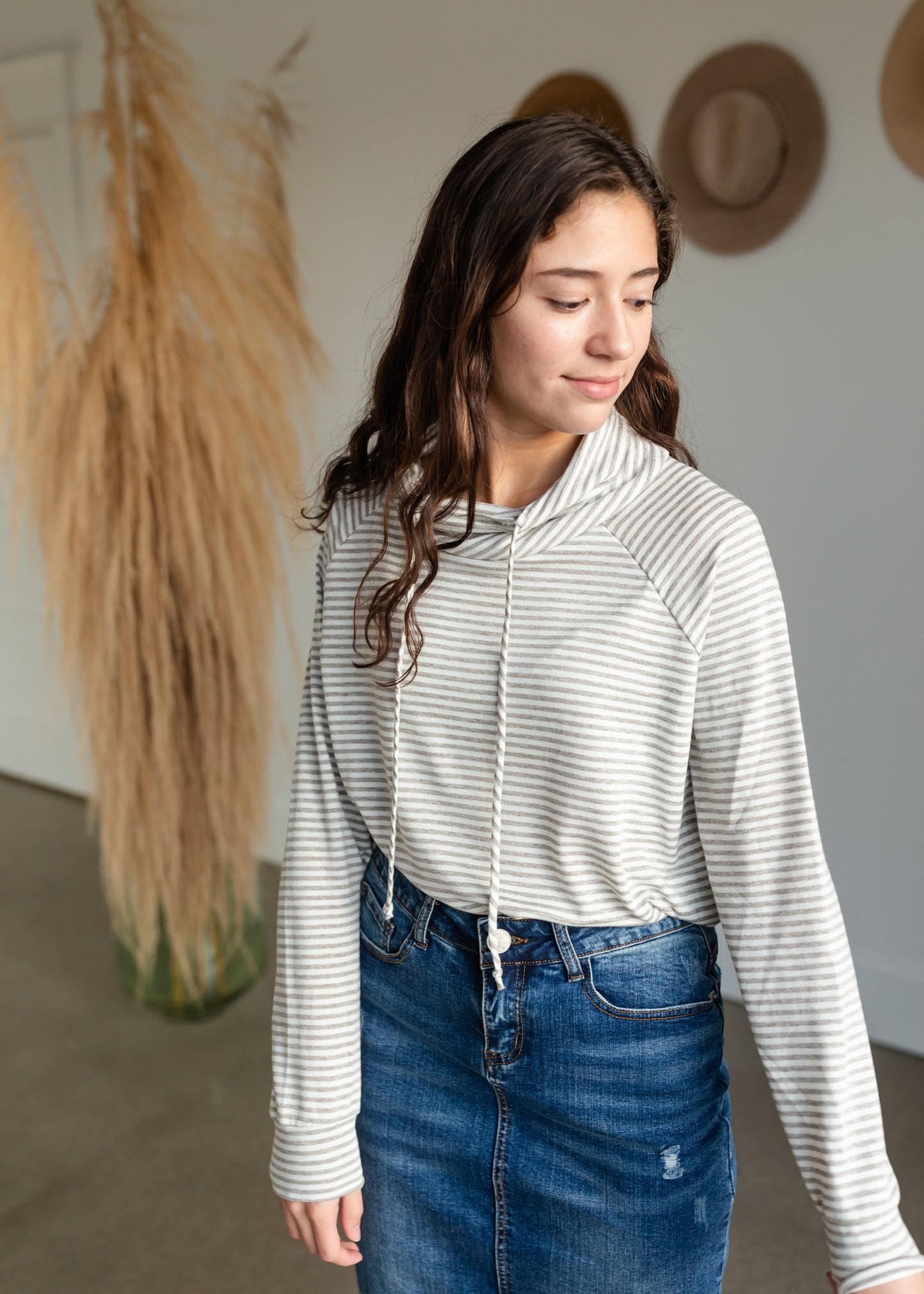 Striped French Terry Raglan Sleeve Top Tops Staccato