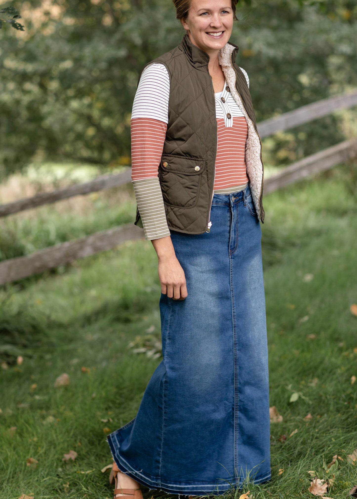 Striped Knit Colorblock Button-Up Top Tops Hayden Los Angeles