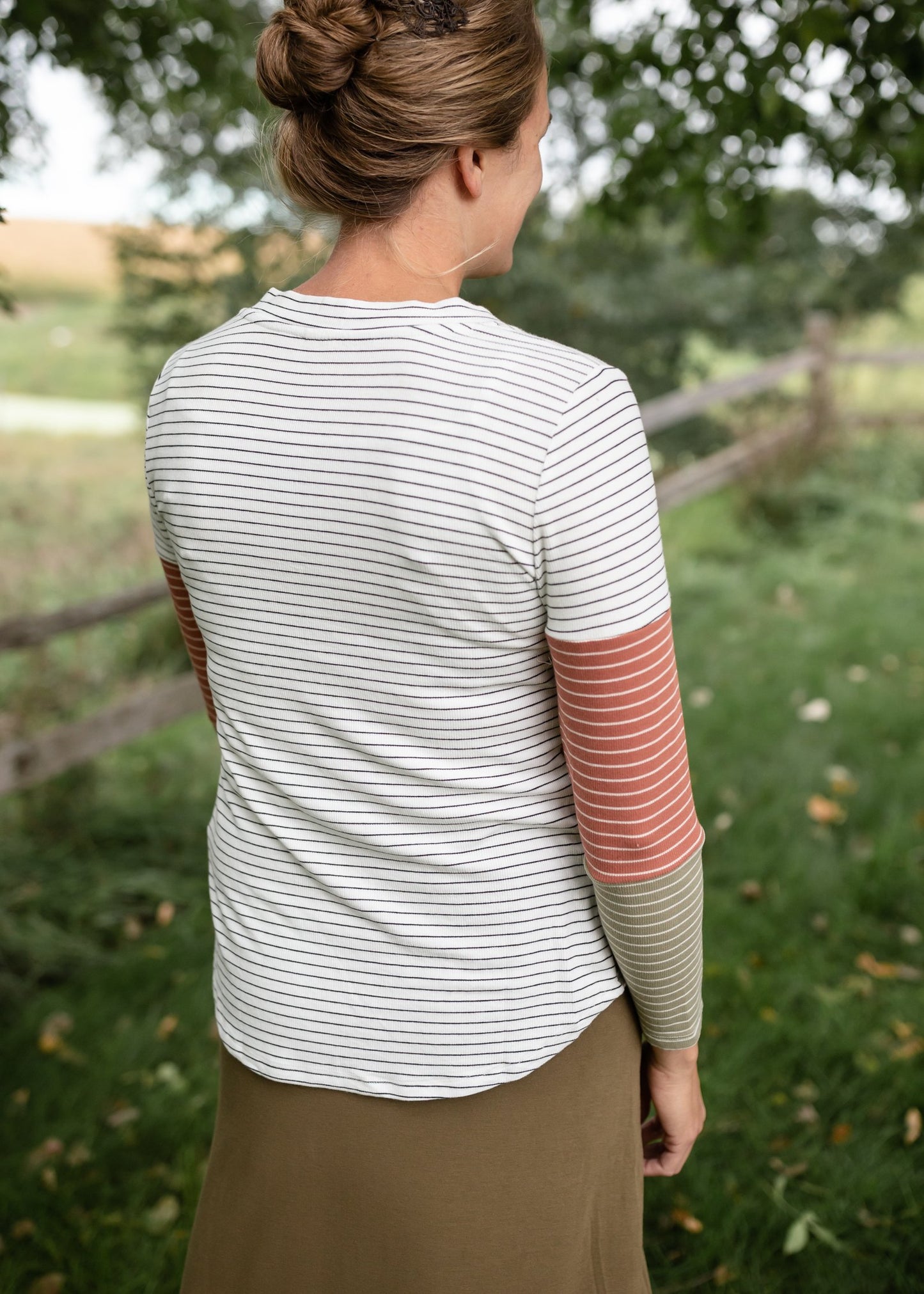 Striped Knit Colorblock Button-Up Top Tops Hayden Los Angeles