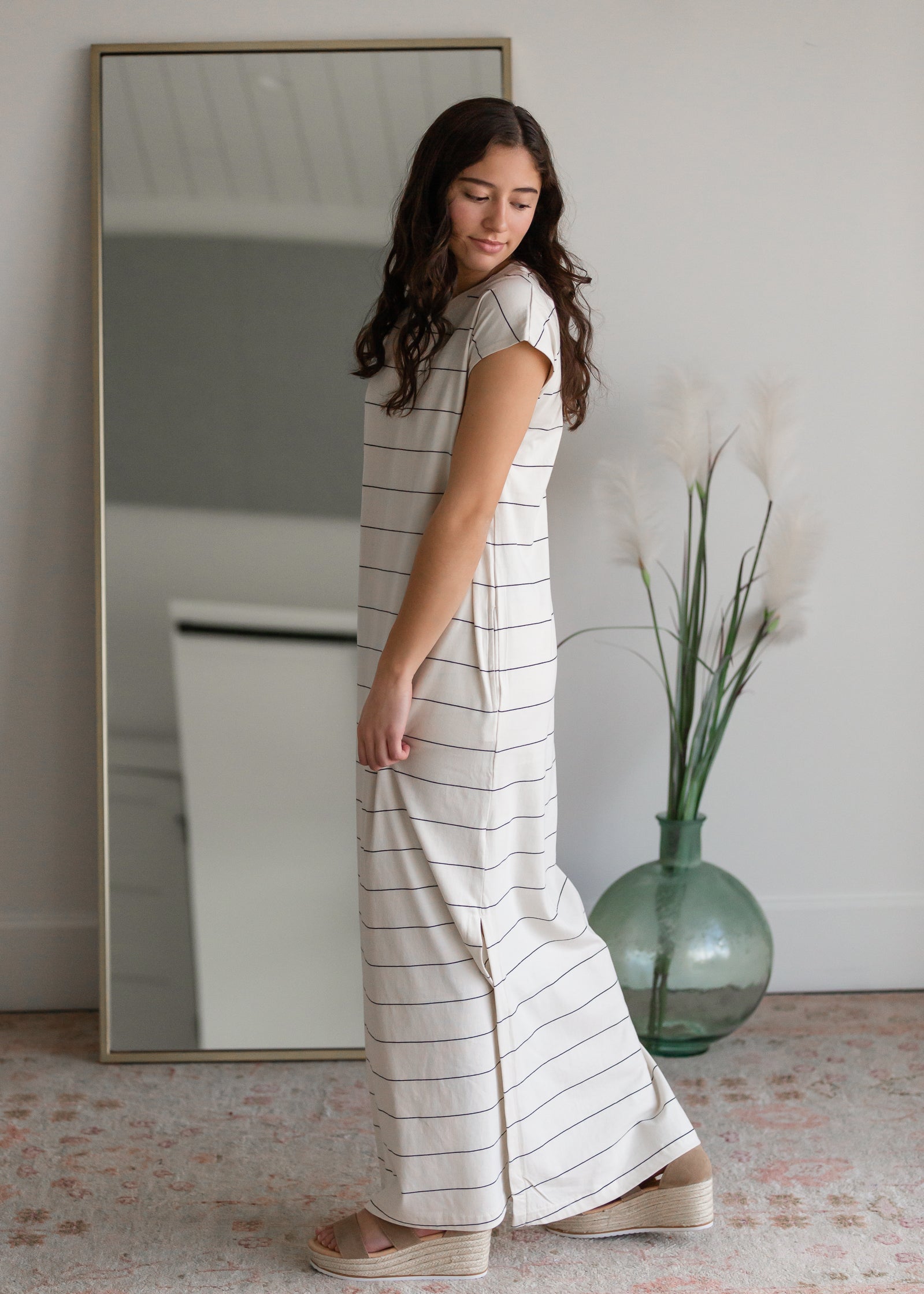 Striped Maxi Dress with Slits Dresses Thread & Supply
