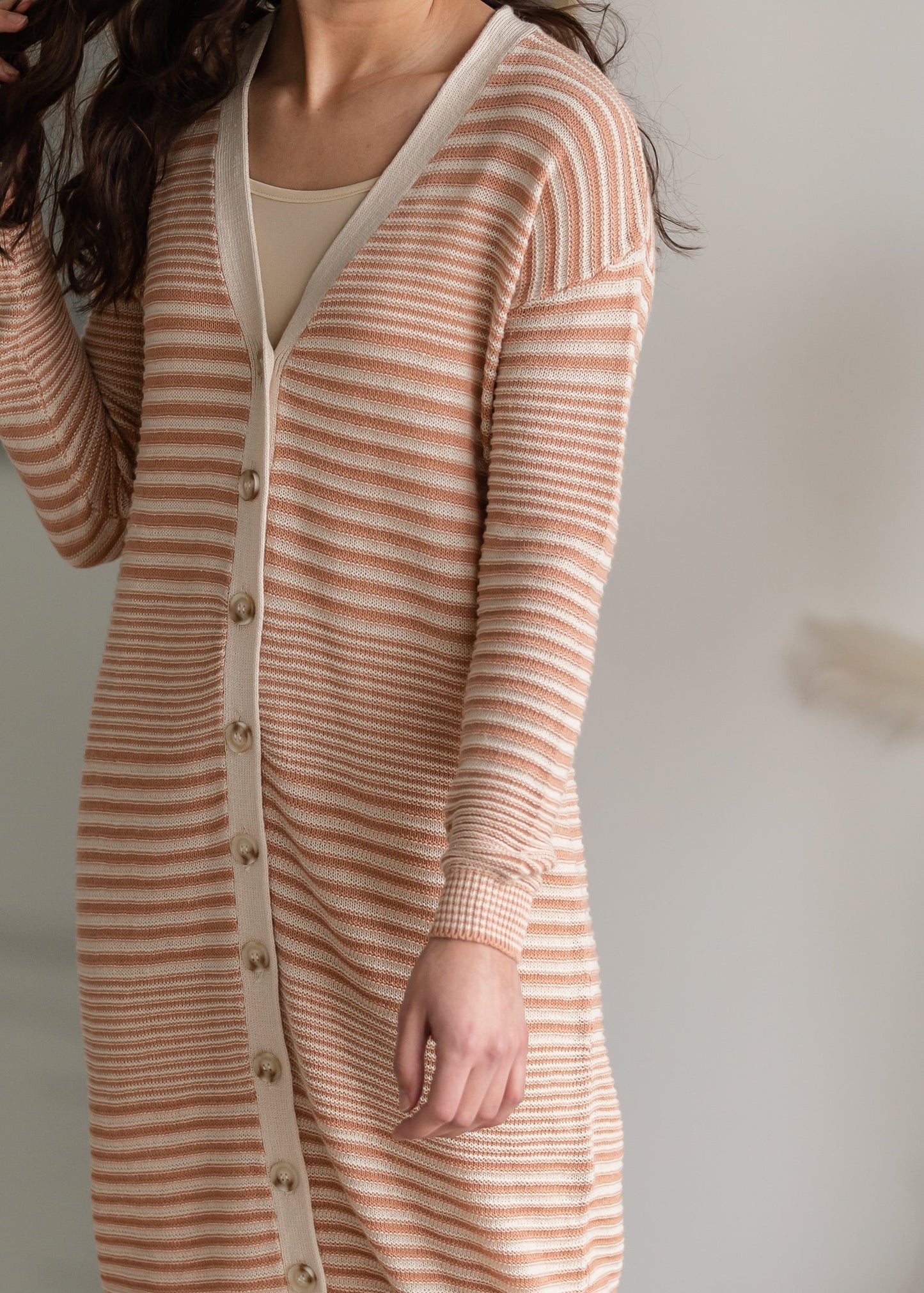 Striped Shellie Long Sleeve Cardigan Dress Shirt Heartloom