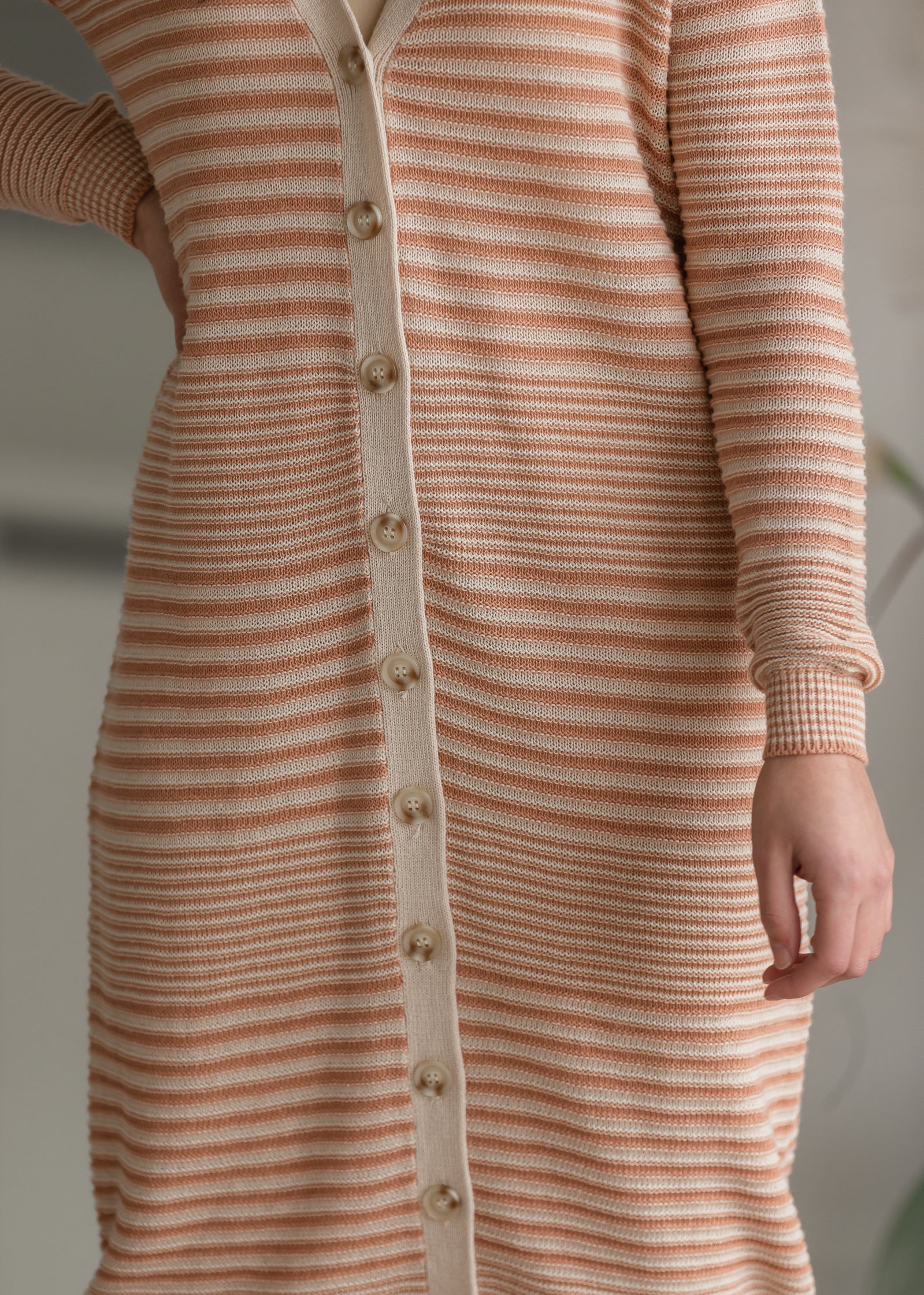 Striped Shellie Long Sleeve Cardigan Dress Shirt Heartloom
