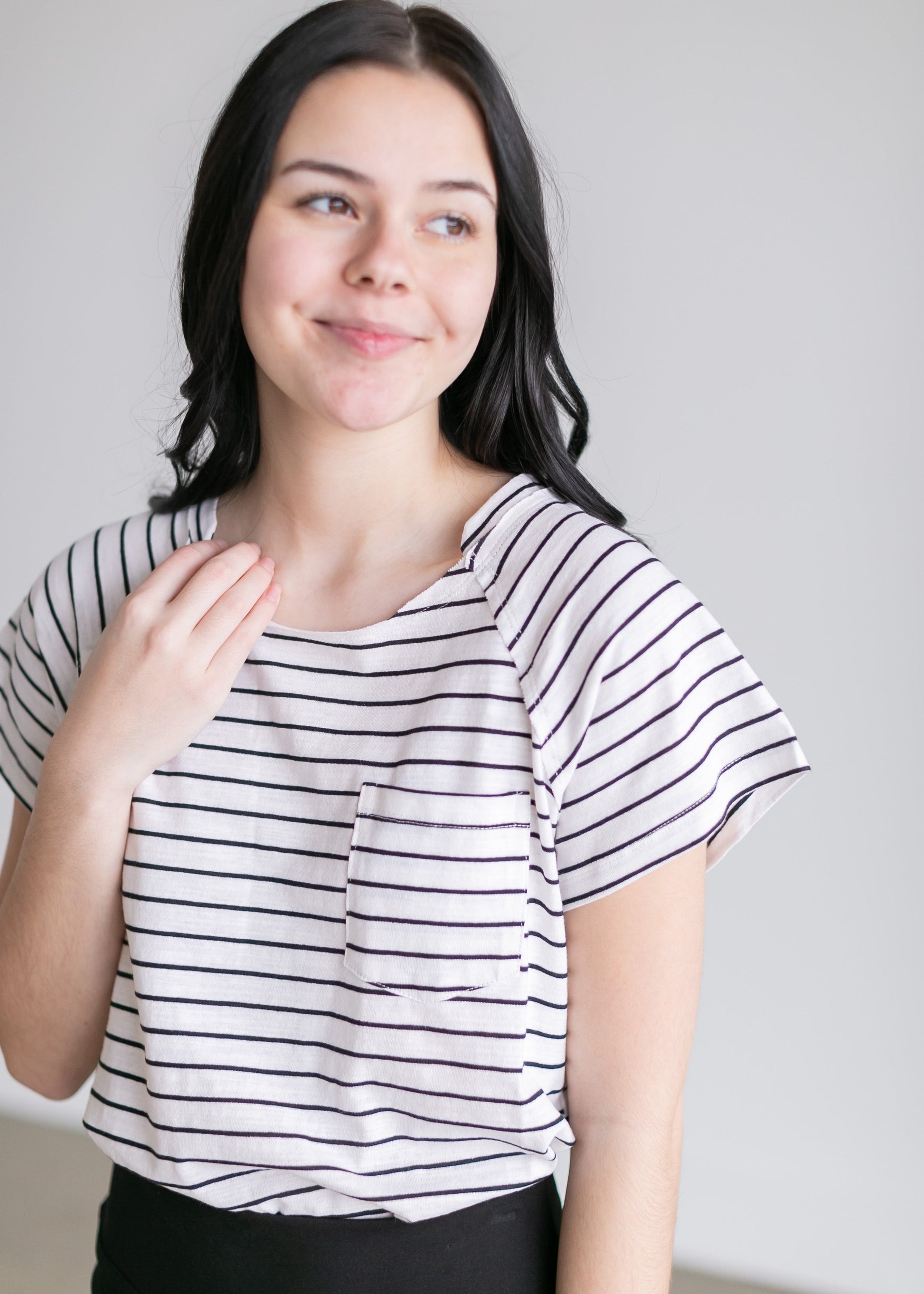 Striped Short Sleeve Crewneck Top Tops
