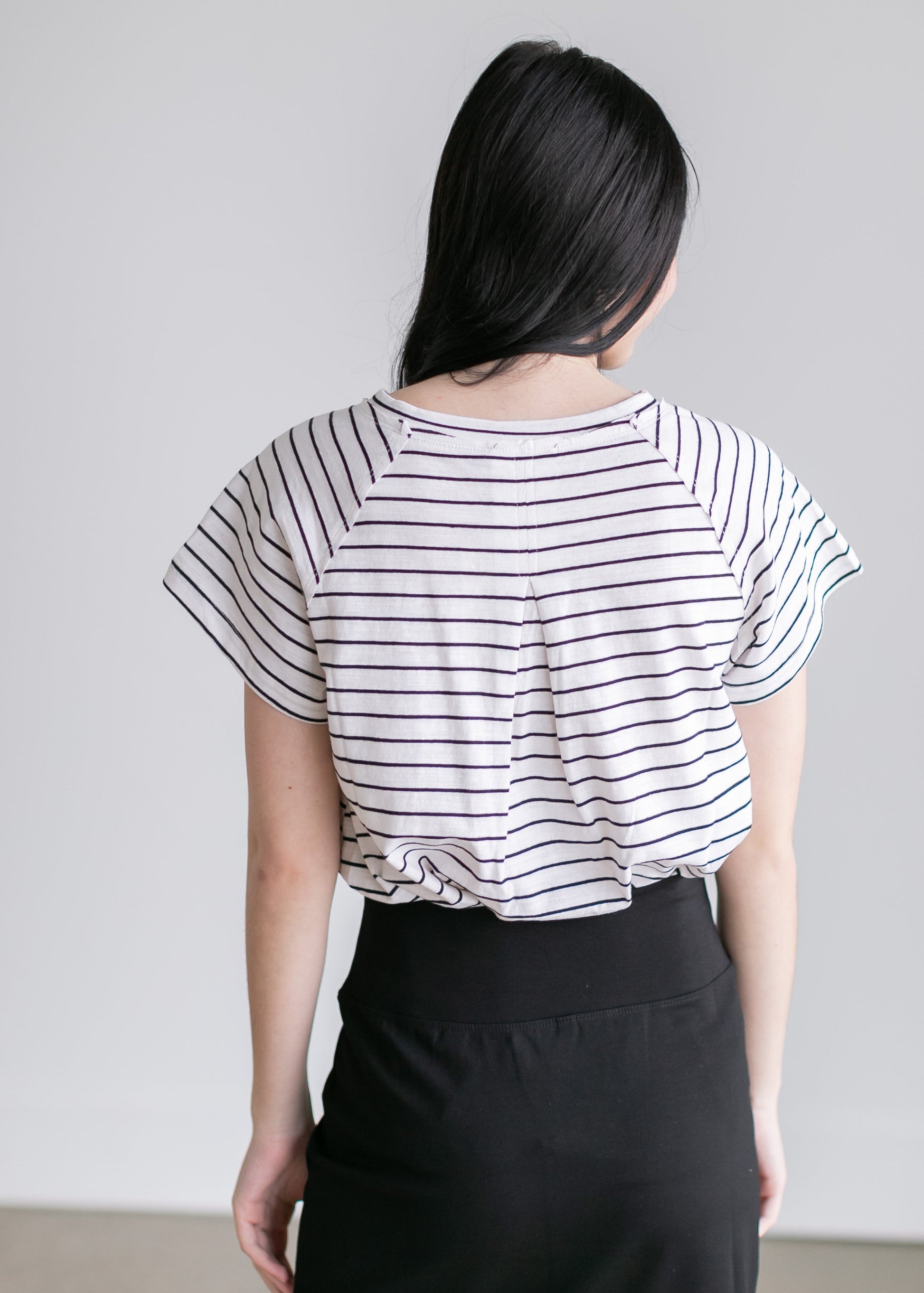 Striped Short Sleeve Crewneck Top Tops