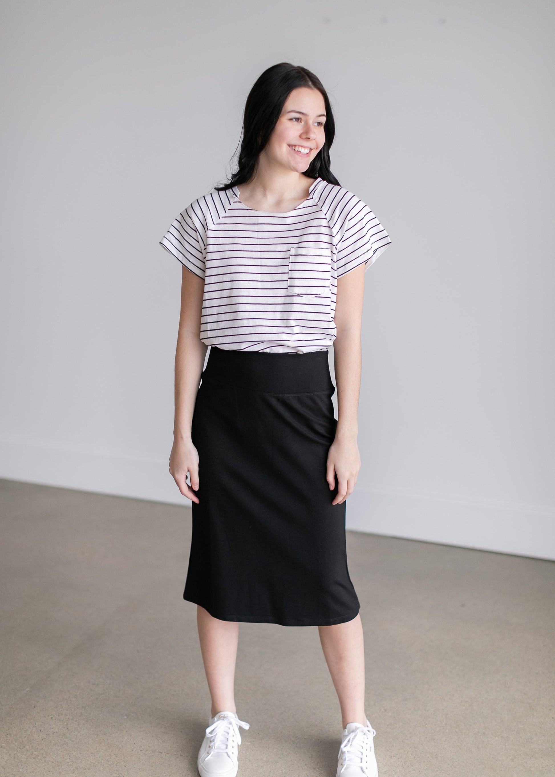 Striped Short Sleeve Crewneck Top Tops