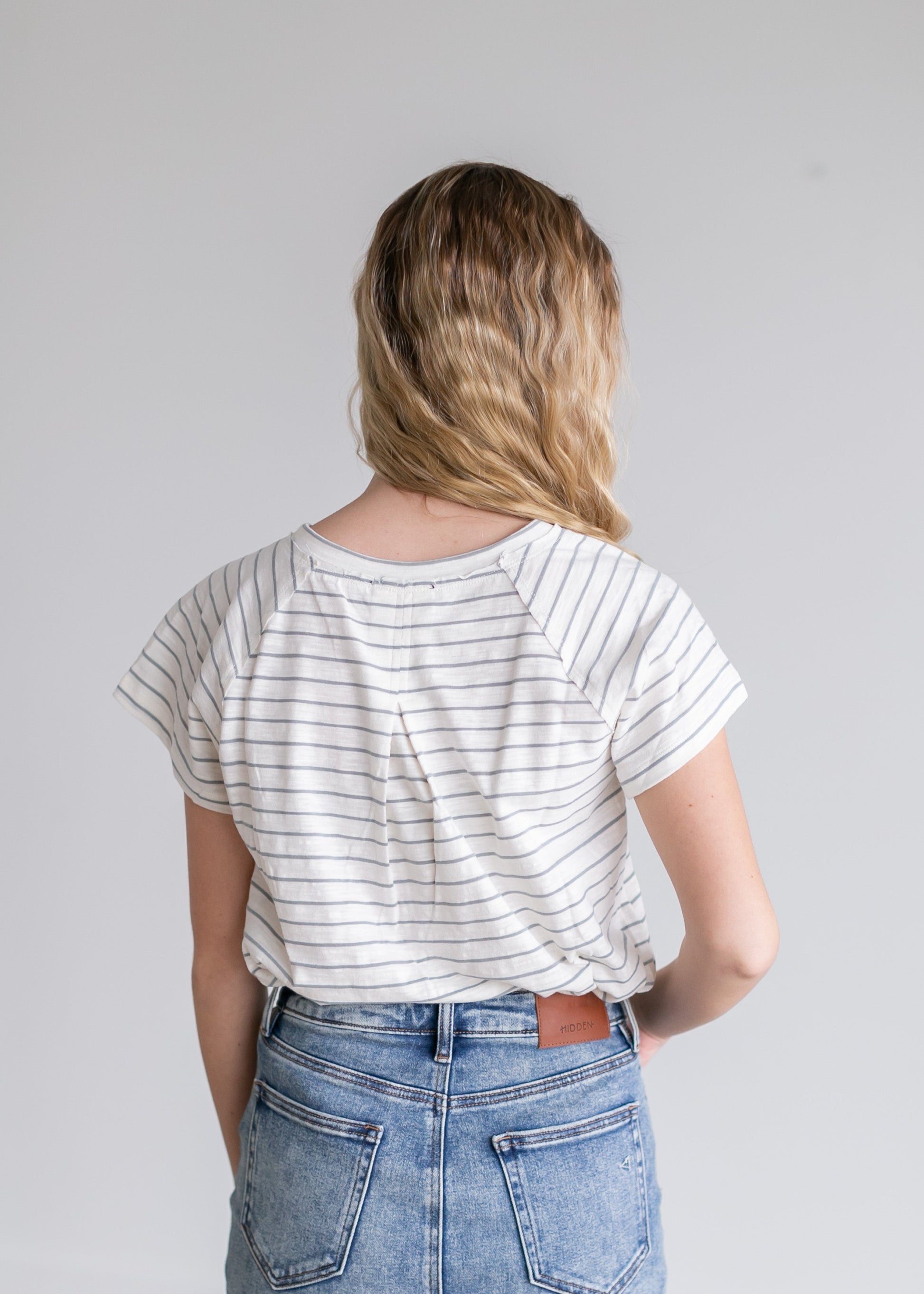 Striped Short Sleeve Crewneck Top Tops