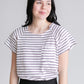 Striped Short Sleeve Crewneck Top Tops Black / S